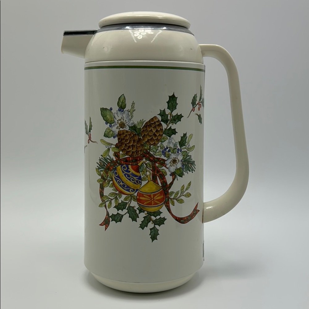 Mikasa Festive Spirit Thermos Pitcher Holidays  Coffee Tea Thermal Carafe